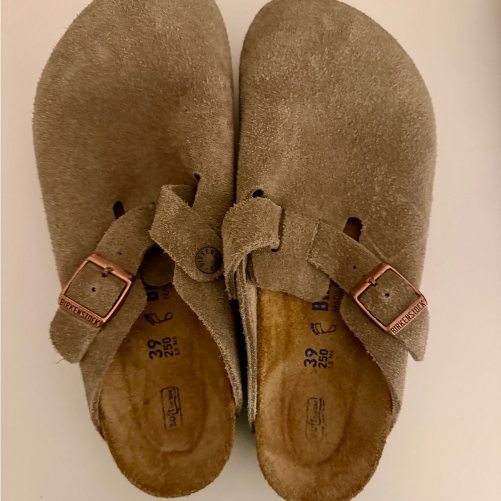 Birkenstock Tan Suede Clogs
